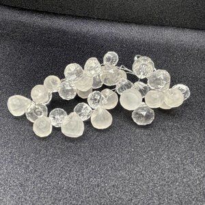 VGUC S/2 Bead Napkin Rings, Clear & White, Acrylic, 4" T x 2" W, Ring = 1 1/4" D